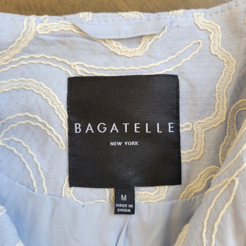 Bagatelle Blue Quilted Jacket Button Up Medium Embroidery Embroidered Stitching - Picture 5 of 8
